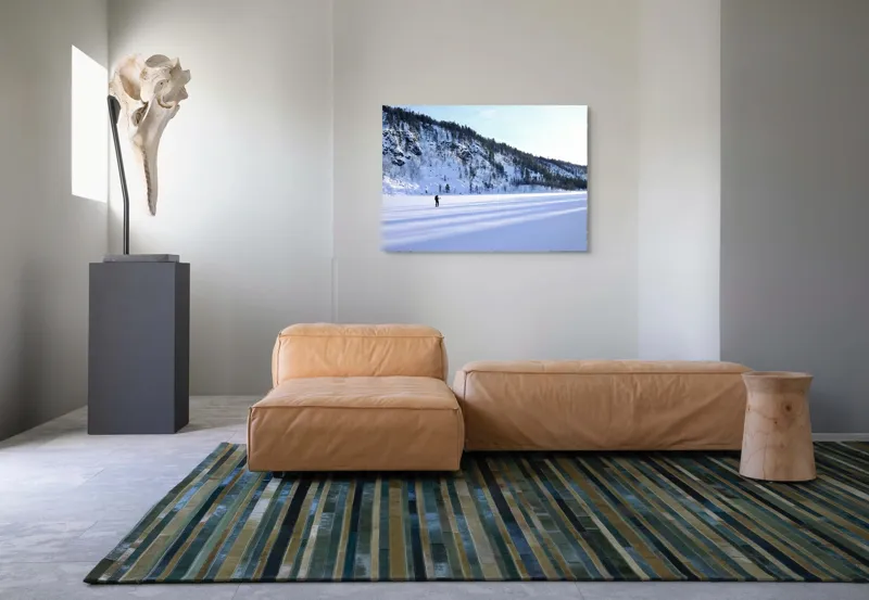 Tablou Canvas, "Umbre lungi pe zăpada albă", Tăcere, Solitudine, Îngheț, Vastitate, Lumină, Natură, Răceală, Munți, Seninătate, Contrast, 100 x 70 cm – poza 7