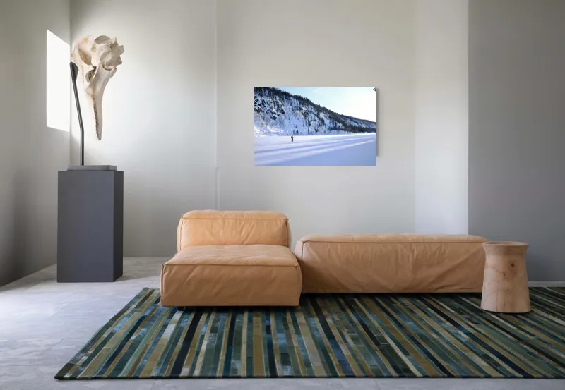 Tablou Canvas, "Umbre lungi pe zăpada albă", Tăcere, Solitudine, Îngheț, Vastitate, Lumină, Natură, Răceală, Munți, Seninătate, Contrast, 90 x 50 cm – poza 8