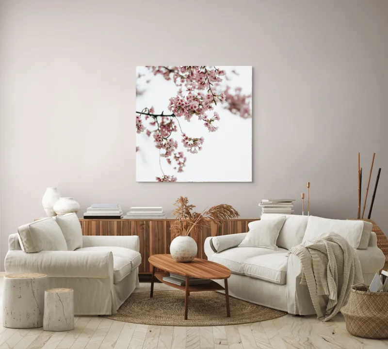 Tablou Canvas, "Flori de cireș într-o primăvară senină", Flori, Delicatețe, Primăvară, Culoare, Fragilitate, Rafinament, Natură, 100 x 100 cm – poza 3