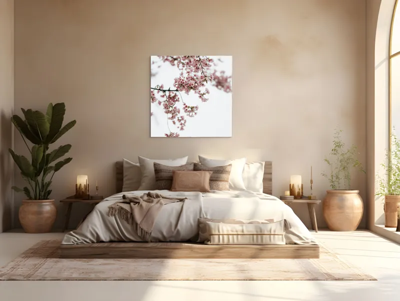 Tablou Canvas, "Flori de cireș într-o primăvară senină", Flori, Delicatețe, Primăvară, Culoare, Fragilitate, Rafinament, Natură, 100 x 100 cm – poza 4