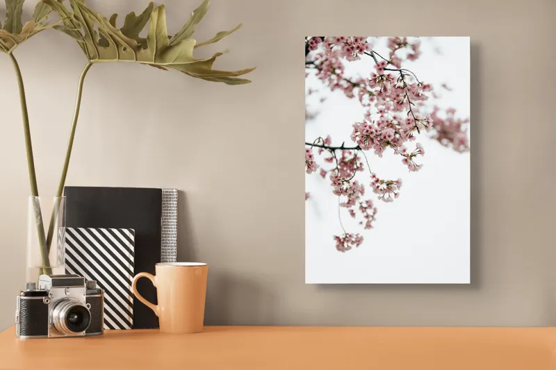 Tablou Canvas, "Flori de cireș într-o primăvară senină", Flori, Delicatețe, Primăvară, Culoare, Fragilitate, Rafinament, Natură, 26 x 39 cm – poza 3