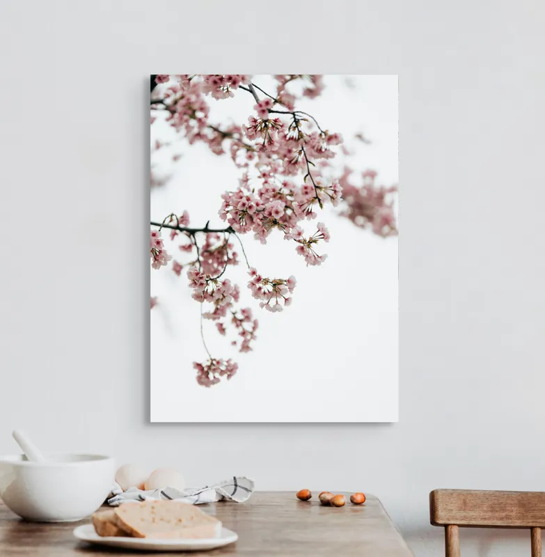 Tablou Canvas, "Flori de cireș într-o primăvară senină", Flori, Delicatețe, Primăvară, Culoare, Fragilitate, Rafinament, Natură, 50 x 70 cm – poza 3