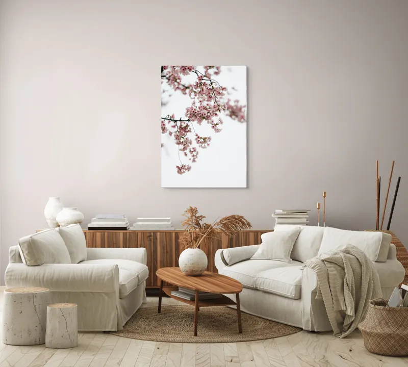 Tablou Canvas, "Flori de cireș într-o primăvară senină", Flori, Delicatețe, Primăvară, Culoare, Fragilitate, Rafinament, Natură, 70 x 100 cm – poza 4