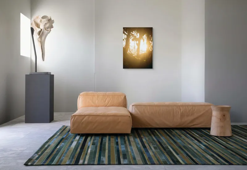 Tablou Canvas, "Lumina soarelui printre crenguțe verzi", Lumină, Siluete, Mister, Natură, Răsfirare, Contrast, Frunziș, 50 x 70 cm – poza 7