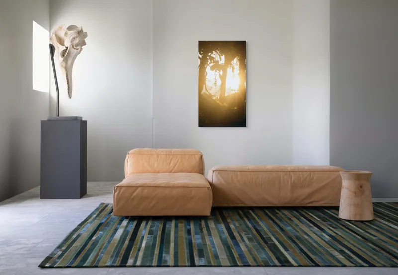 Tablou Canvas, "Lumina soarelui printre crenguțe verzi", Lumină, Siluete, Mister, Natură, Răsfirare, Contrast, Frunziș, 50 x 90 cm – poza 5