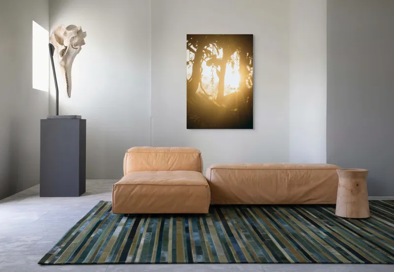 Tablou Canvas, "Lumina soarelui printre crenguțe verzi", Lumină, Siluete, Mister, Natură, Răsfirare, Contrast, Frunziș, 70 x 100 cm – poza 7