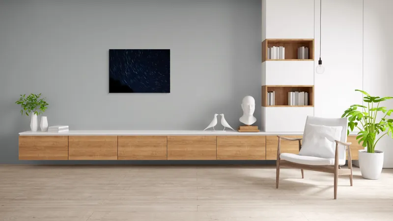 Tablou Canvas, "Cerul nopții în mișcare continuă", Stele, Cer, Noapte, Mișcare, Lumină, Pădure, Liniște, Mister, Univers, Infinit., 100 x 70 cm – poza 6