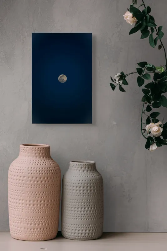 Tablou Canvas, "Luna strălucitoare pe cerul nopții", Lună, Cer, Noapte, Lumină, Mister, Serenitate, Univers, Pacea, 26 x 39 cm – poza 6