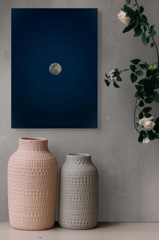 Tablou Canvas, "Luna strălucitoare pe cerul nopții", Lună, Cer, Noapte, Lumină, Mister, Serenitate, Univers, Pacea, 39 x 54 cm – poza 6