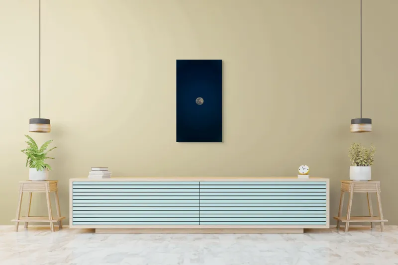 Tablou Canvas, "Luna strălucitoare pe cerul nopții", Lună, Cer, Noapte, Lumină, Mister, Serenitate, Univers, Pacea, 50 x 90 cm – poza 6