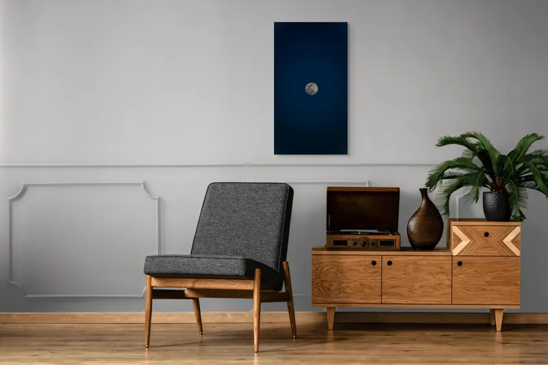 Tablou Canvas, "Luna strălucitoare pe cerul nopții", Lună, Cer, Noapte, Lumină, Mister, Serenitate, Univers, Pacea, 50 x 90 cm – poza 8