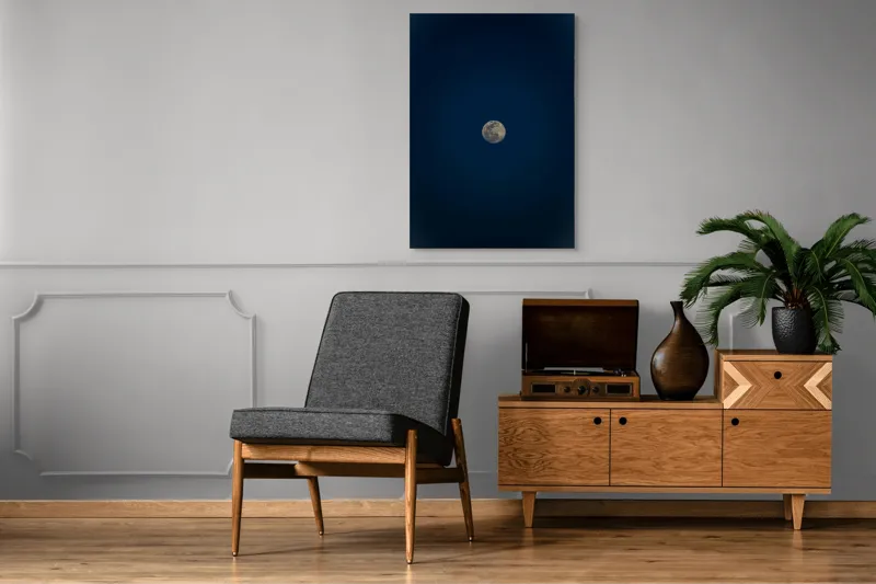 Tablou Canvas, "Luna strălucitoare pe cerul nopții", Lună, Cer, Noapte, Lumină, Mister, Serenitate, Univers, Pacea, 70 x 100 cm – poza 6
