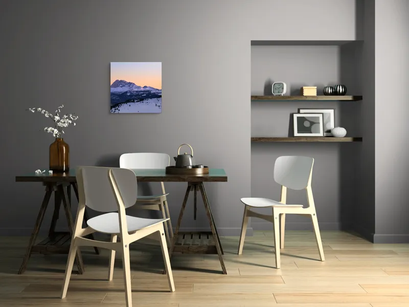 Tablou Canvas, "Răsărit peste munții înzăpeziți ai iernii", Munte, Zăpadă, Apus, Cer, Pădure, Liniște, Peisaj, Frumusețe, Natură, 50 x 50 cm – poza 8