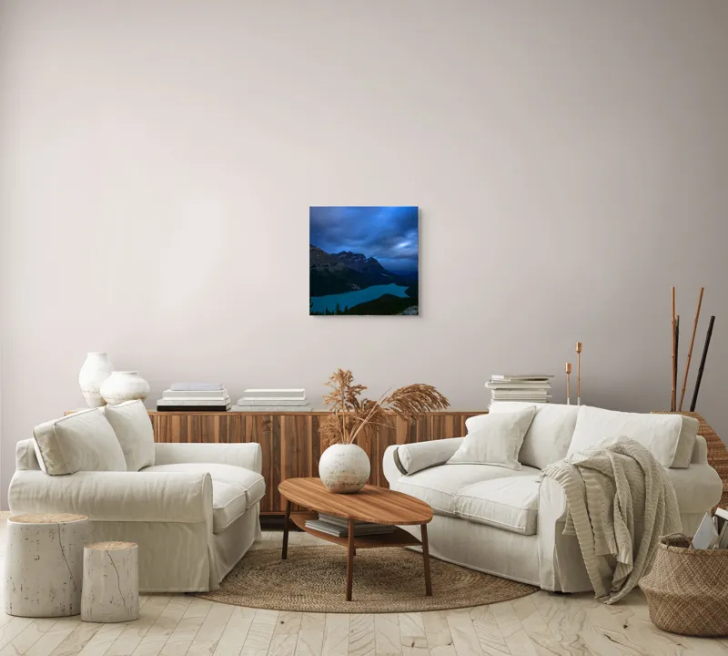 Tablou Canvas, "Lacul albastru sub cer înnorat", Mister, Albastru, Serenitate, Măreție, Natură, Pitoresc, Liniște, Dramatic, Impresionant, Pacificator, 50 x 50 cm – poza 7