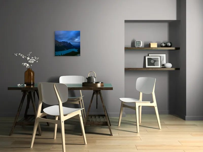 Tablou Canvas, "Lacul albastru sub cer înnorat", Mister, Albastru, Serenitate, Măreție, Natură, Pitoresc, Liniște, Dramatic, Impresionant, Pacificator, 50 x 50 cm – poza 8