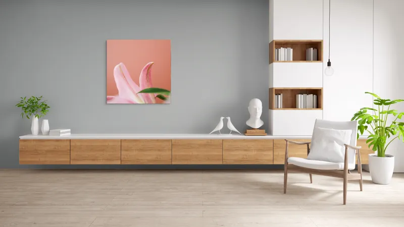 Tablou Canvas, "Flori roz în lumina dimineții", Floral, Delicat, Roz, Frunze, Blând, Simplu, Elegant, Pastel, Natural, Primăvară, 100 x 100 cm – poza 8