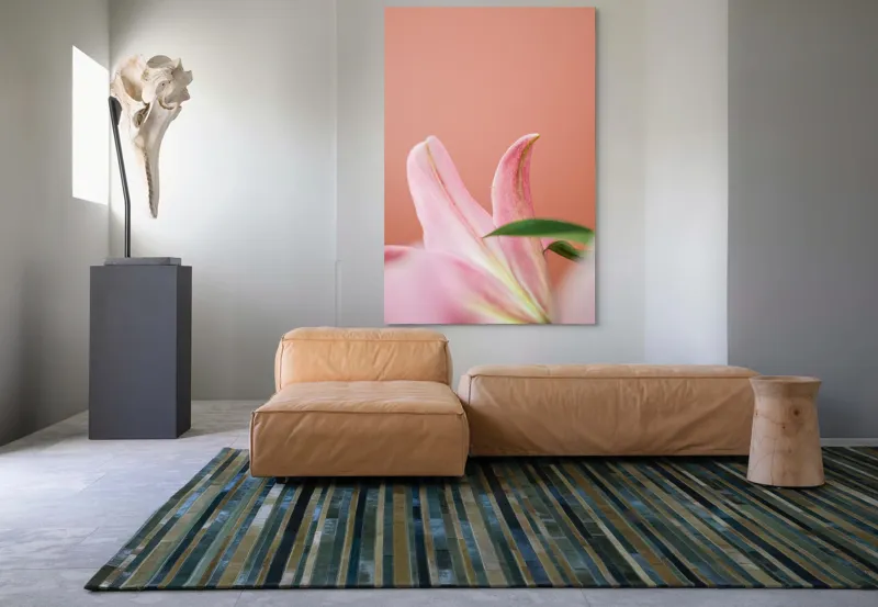 Tablou Canvas, "Flori roz în lumina dimineții", Floral, Delicat, Roz, Frunze, Blând, Simplu, Elegant, Pastel, Natural, Primăvară, 100 x 150 cm – poza 7