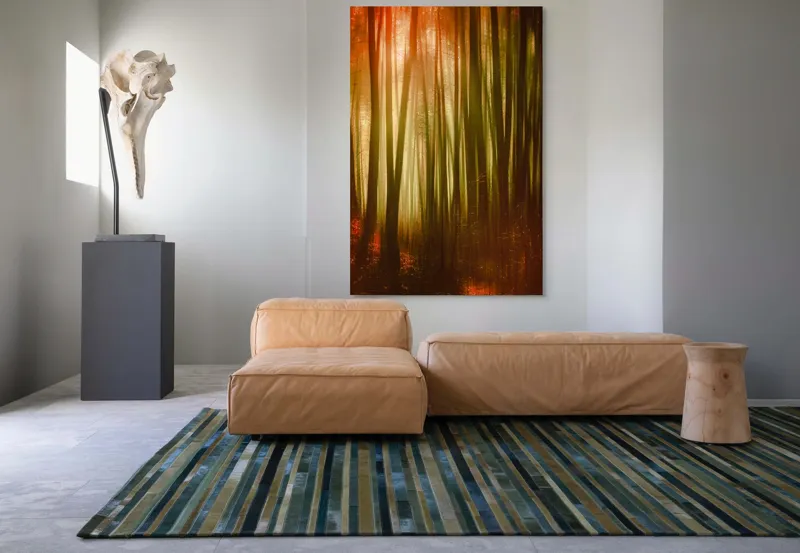 Tablou Canvas, "Pădurea fermecată în lumina apusului", Pădure, Lumină, Mister, Toamnă, Vis, Întuneric, Culoare, Liniște, 100 x 150 cm – poza 7