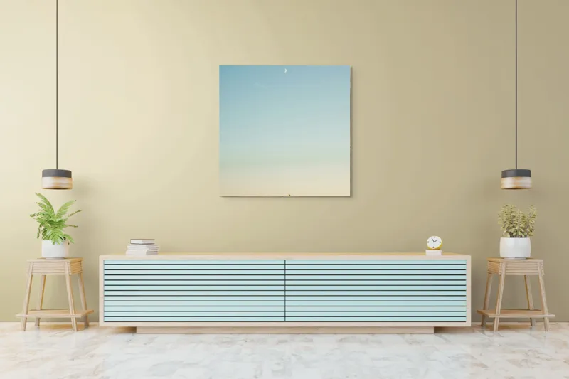 Tablou Canvas, "Luna deasupra câmpului de grâu", Cer, Lună, Avion, Iarbă, Apus, Orizont, Lumină, Seninătate., 100 x 100 cm – poza 5