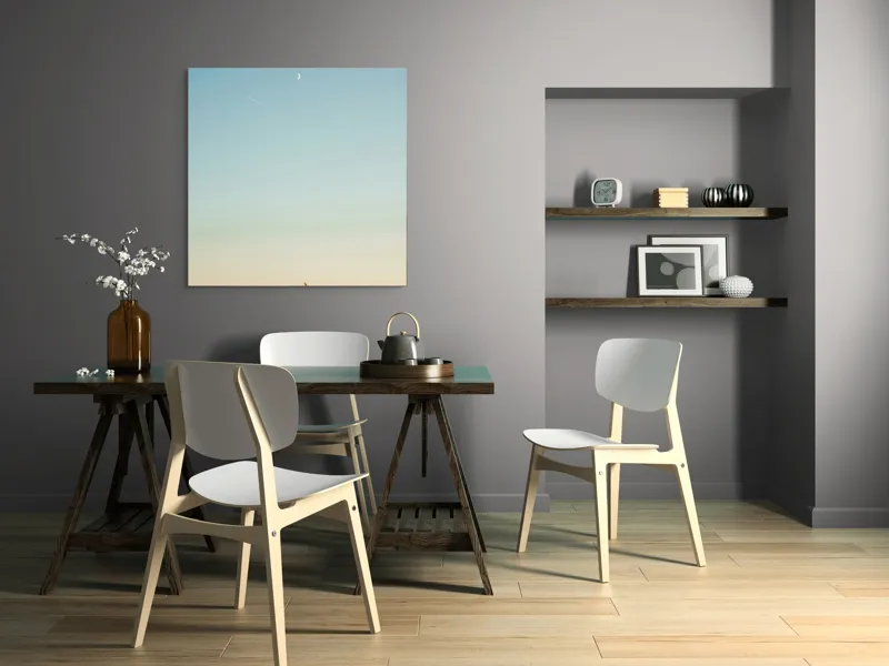 Tablou Canvas, "Luna deasupra câmpului de grâu", Cer, Lună, Avion, Iarbă, Apus, Orizont, Lumină, Seninătate., 100 x 100 cm – poza 6