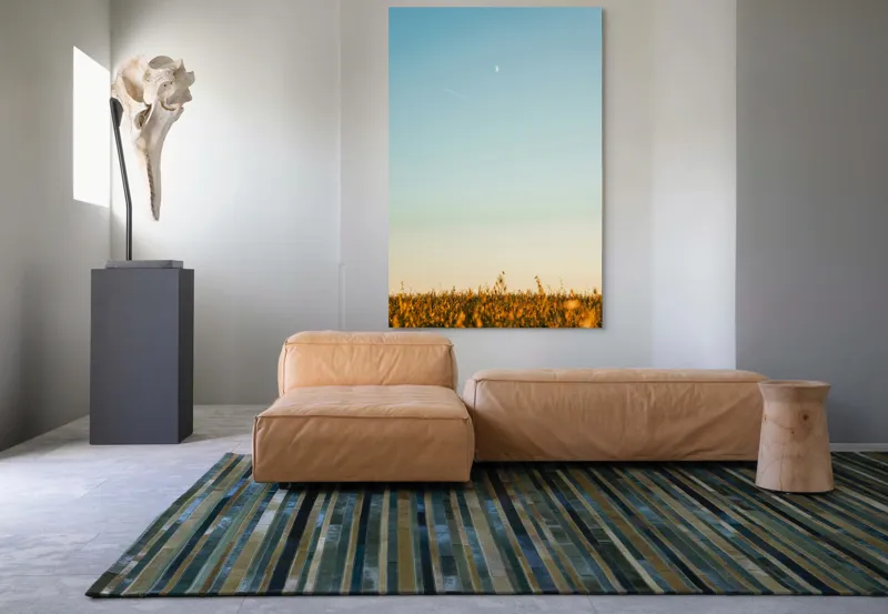 Tablou Canvas, "Luna deasupra câmpului de grâu", Cer, Lună, Avion, Iarbă, Apus, Orizont, Lumină, Seninătate., 100 x 150 cm – poza 7