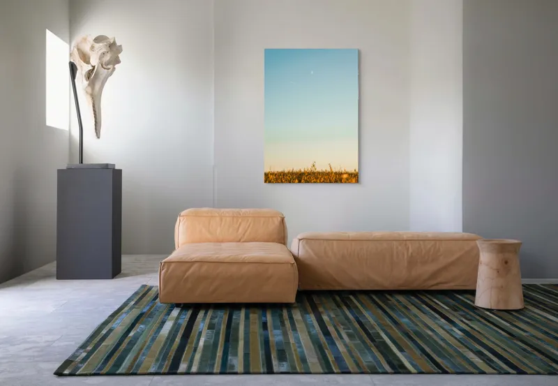 Tablou Canvas, "Luna deasupra câmpului de grâu", Cer, Lună, Avion, Iarbă, Apus, Orizont, Lumină, Seninătate., 70 x 100 cm – poza 7