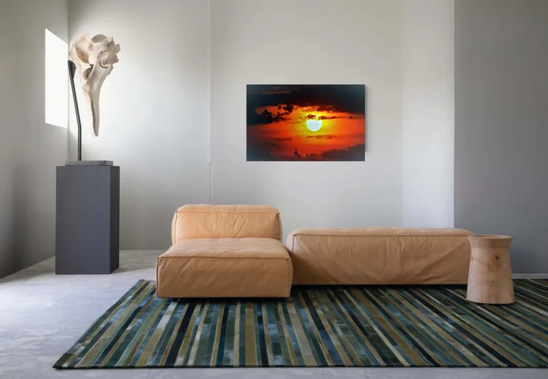 Tablou Canvas, "Soarele strălucitor la apusul înserării", Soare, Cer, Nori, Apus, Lumina, Culori, Seară, Strălucire, Pictural, Liniște, 90 x 50 cm – poza 8