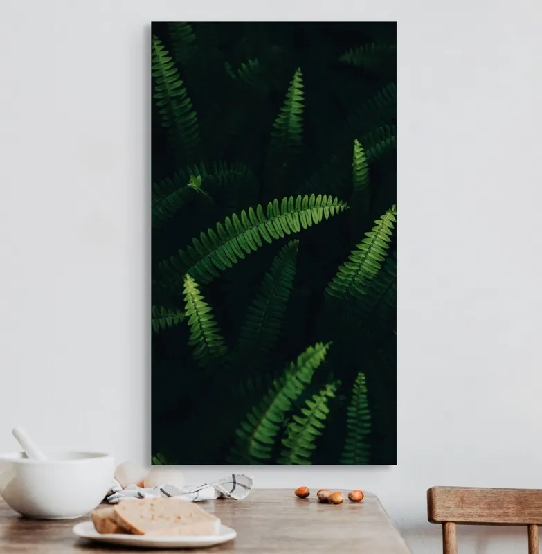 Tablou Canvas, "Frumusețea texturii naturii verzi", Frunze, Verzi, Umbre, Natură, Vitalitate, Frumusețe, Textură, Prospețime, 50 x 90 cm – poza 3