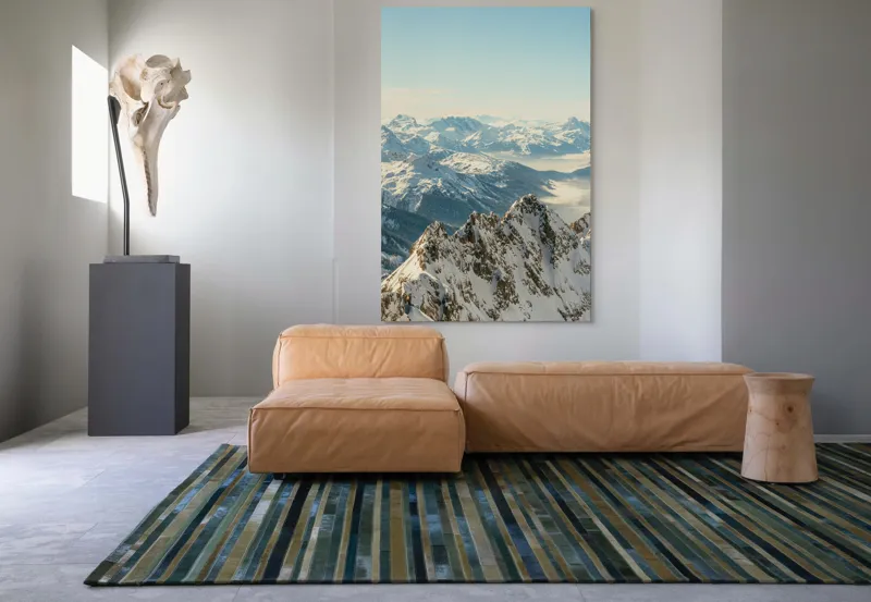 Tablou Canvas, "Măreția munților sub cer senin", Măreție, Liniște, Frig, Strălucire, Întinderi, Vârfuri, Albastru, Zare, 100 x 150 cm – poza 7