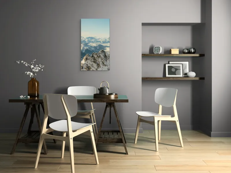 Tablou Canvas, "Măreția munților sub cer senin", Măreție, Liniște, Frig, Strălucire, Întinderi, Vârfuri, Albastru, Zare, 50 x 90 cm – poza 4