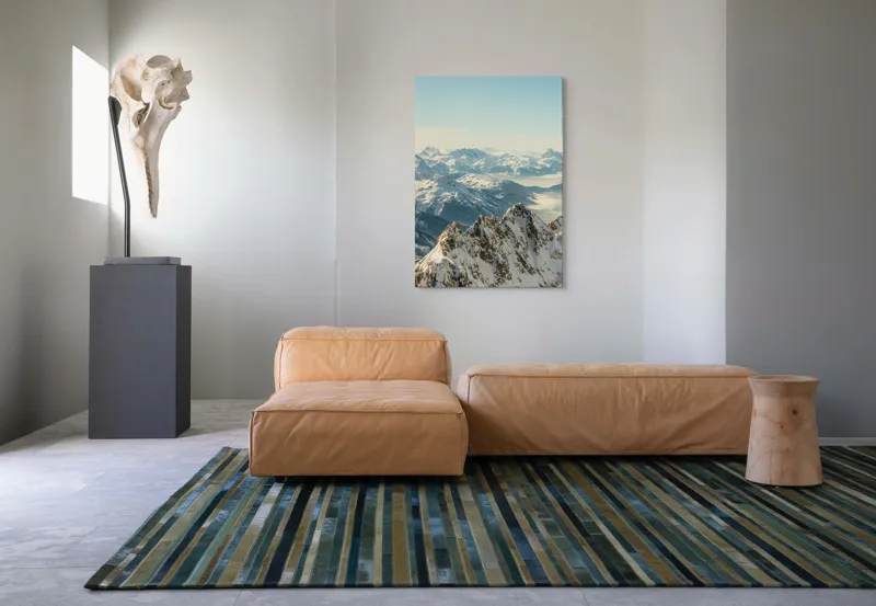 Tablou Canvas, "Măreția munților sub cer senin", Măreție, Liniște, Frig, Strălucire, Întinderi, Vârfuri, Albastru, Zare, 70 x 100 cm – poza 7