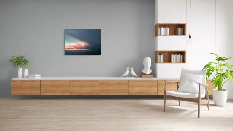 Tablou Canvas, "Cerul se întâlnește cu marea.", Cer, Nori, Apus, Ocean, Contrast, Lumină, Întunecare, Siluetă, Orizont, Culoare, 100 x 70 cm – poza 6