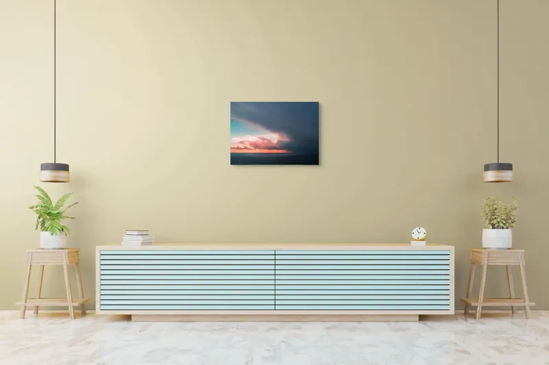 Tablou Canvas, "Cerul se întâlnește cu marea.", Cer, Nori, Apus, Ocean, Contrast, Lumină, Întunecare, Siluetă, Orizont, Culoare, 70 x 50 cm – poza 7