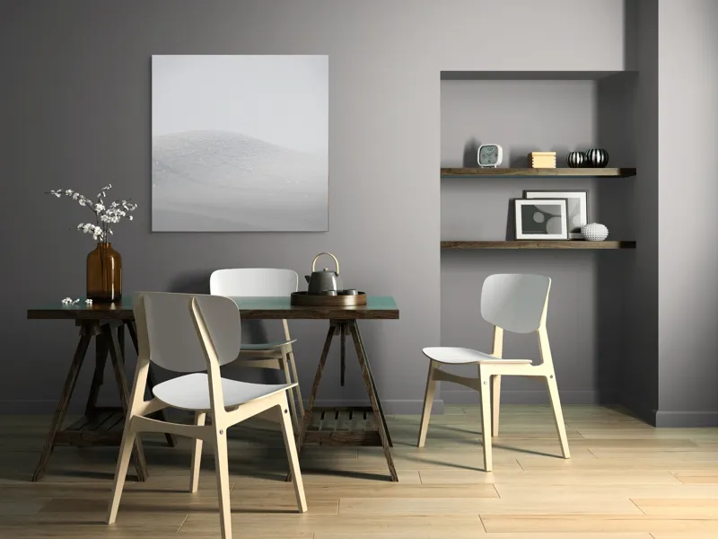Tablou Canvas, "Zăpadă strălucitoare sub cer senin", Alb, Prafuit, Delicat, Silentios, Minimalist, 100 x 100 cm – poza 6