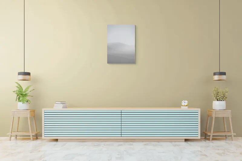 Tablou Canvas, "Zăpadă strălucitoare sub cer senin", Alb, Prafuit, Delicat, Silentios, Minimalist, 50 x 70 cm – poza 6