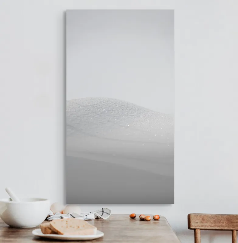 Tablou Canvas, "Zăpadă strălucitoare sub cer senin", Alb, Prafuit, Delicat, Silentios, Minimalist, 50 x 90 cm – poza 3