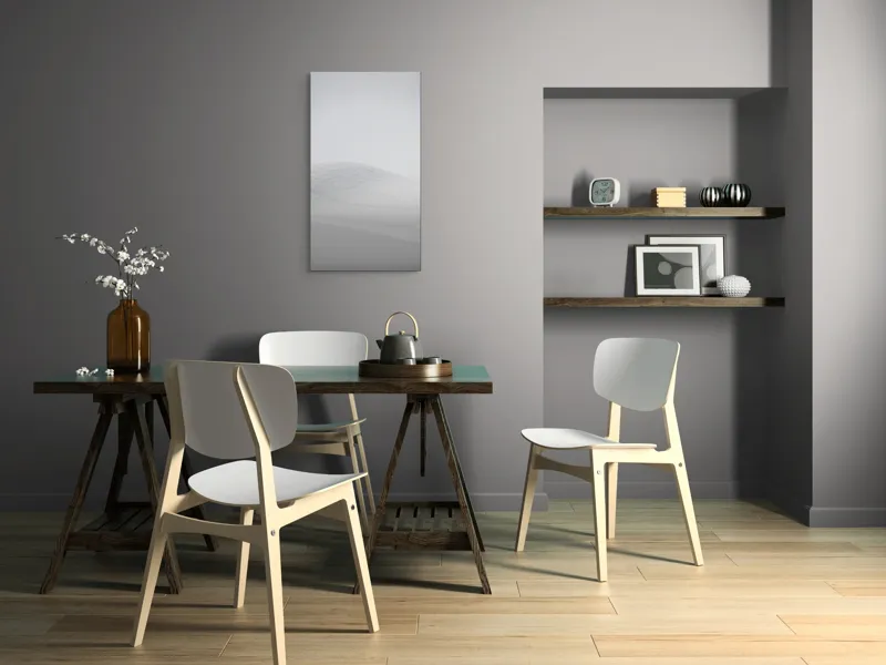 Tablou Canvas, "Zăpadă strălucitoare sub cer senin", Alb, Prafuit, Delicat, Silentios, Minimalist, 50 x 90 cm – poza 4