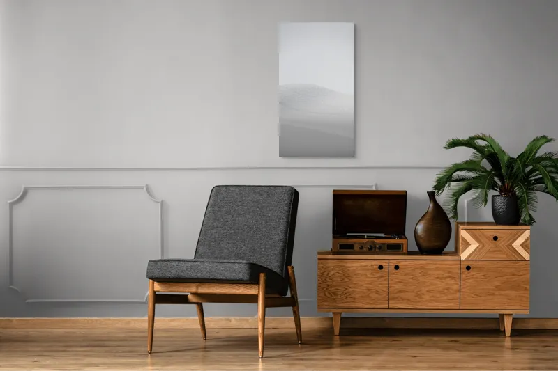 Tablou Canvas, "Zăpadă strălucitoare sub cer senin", Alb, Prafuit, Delicat, Silentios, Minimalist, 50 x 90 cm – poza 8