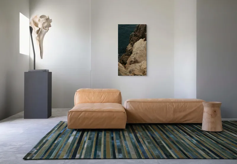 Tablou Canvas, "Pietrele șoptind în taină marii", Rocă, Mare, Valuri, Texturi, Natură, Stâncă, Apă, Sălbăticie., 50 x 90 cm – poza 5