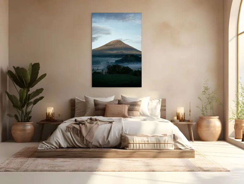 Tablou Canvas, "Muntele în lumina dimineții", Munte, Nor, Cer, Verdeață, Răsărit, Peisaj, Panorama, Tranquilitate, Natură, 100 x 150 cm – poza 3