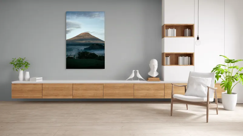 Tablou Canvas, "Muntele în lumina dimineții", Munte, Nor, Cer, Verdeață, Răsărit, Peisaj, Panorama, Tranquilitate, Natură, 100 x 150 cm – poza 8