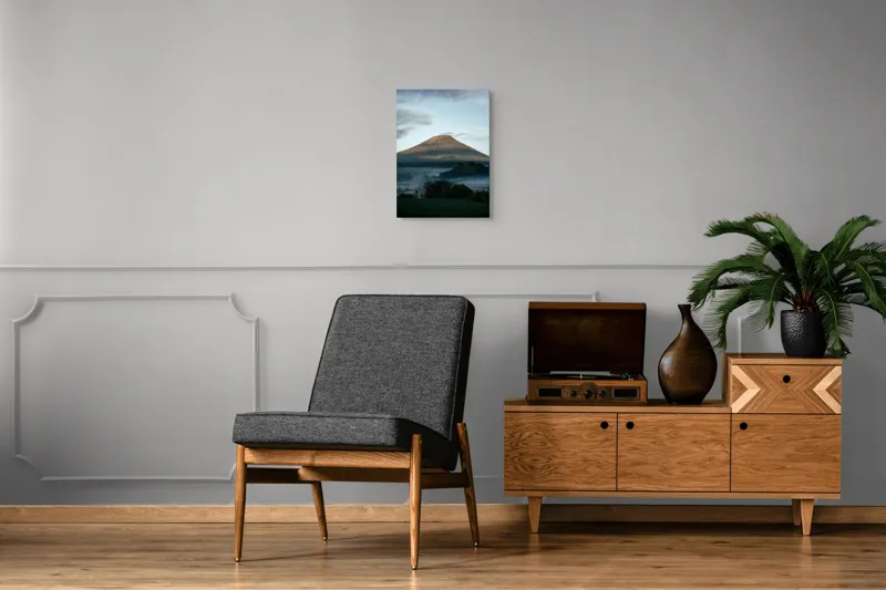 Tablou Canvas, "Muntele în lumina dimineții", Munte, Nor, Cer, Verdeață, Răsărit, Peisaj, Panorama, Tranquilitate, Natură, 39 x 54 cm – poza 8
