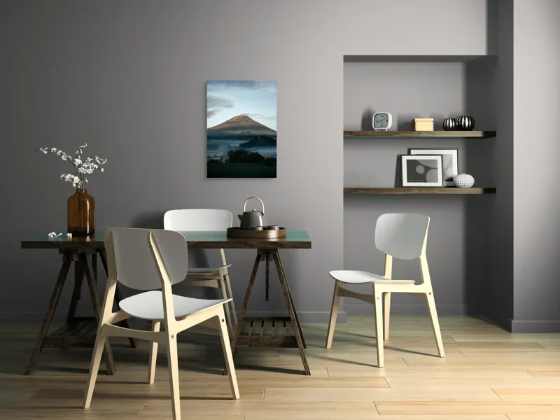 Tablou Canvas, "Muntele în lumina dimineții", Munte, Nor, Cer, Verdeață, Răsărit, Peisaj, Panorama, Tranquilitate, Natură, 50 x 70 cm – poza 5