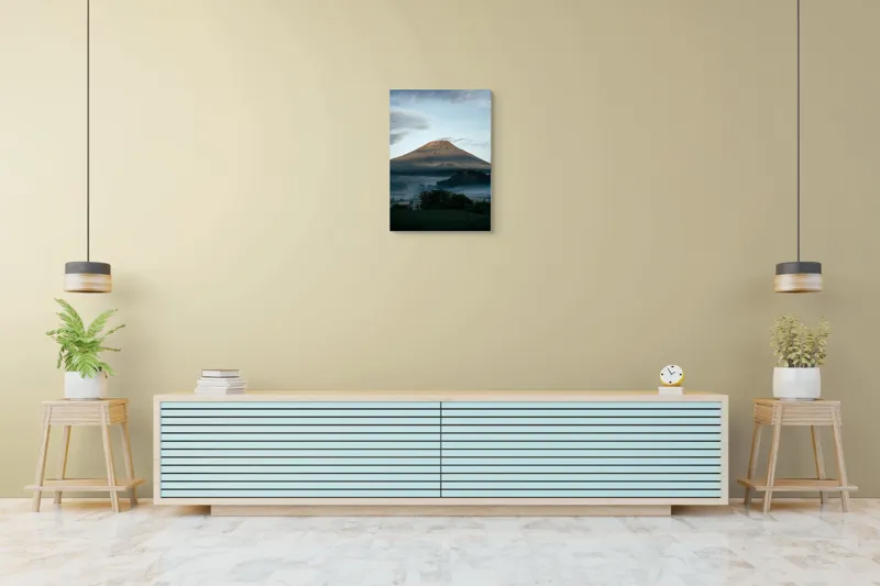 Tablou Canvas, "Muntele în lumina dimineții", Munte, Nor, Cer, Verdeață, Răsărit, Peisaj, Panorama, Tranquilitate, Natură, 50 x 70 cm – poza 6