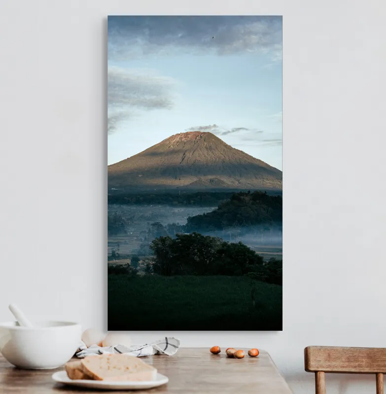 Tablou Canvas, "Muntele în lumina dimineții", Munte, Nor, Cer, Verdeață, Răsărit, Peisaj, Panorama, Tranquilitate, Natură, 50 x 90 cm – poza 3