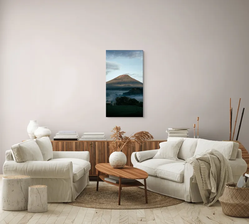 Tablou Canvas, "Muntele în lumina dimineții", Munte, Nor, Cer, Verdeață, Răsărit, Peisaj, Panorama, Tranquilitate, Natură, 50 x 90 cm – poza 7