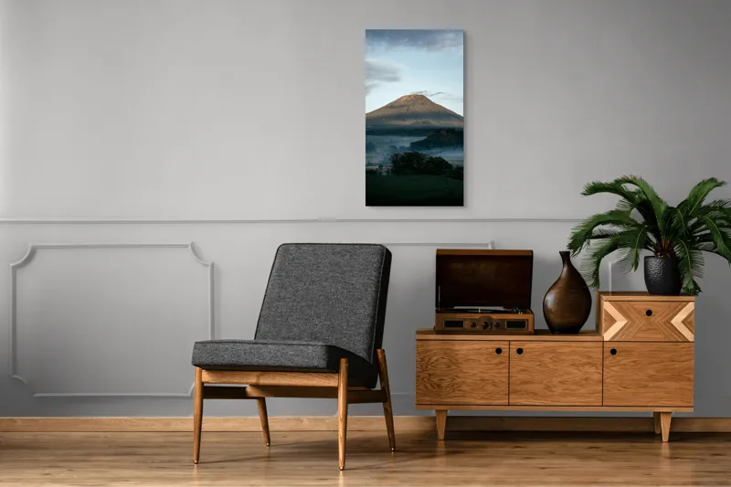 Tablou Canvas, "Muntele în lumina dimineții", Munte, Nor, Cer, Verdeață, Răsărit, Peisaj, Panorama, Tranquilitate, Natură, 50 x 90 cm – poza 8