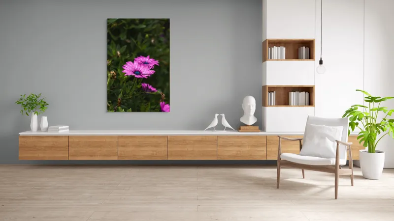 Tablou Canvas, "Flori de primăvară în rouă", Roz, Petale, Garoafe, Verde, Plante, Prospețime, Natură, Picături, Primăvară, Frunziș, Vioi, Înflorire, 100 x 150 cm – poza 8