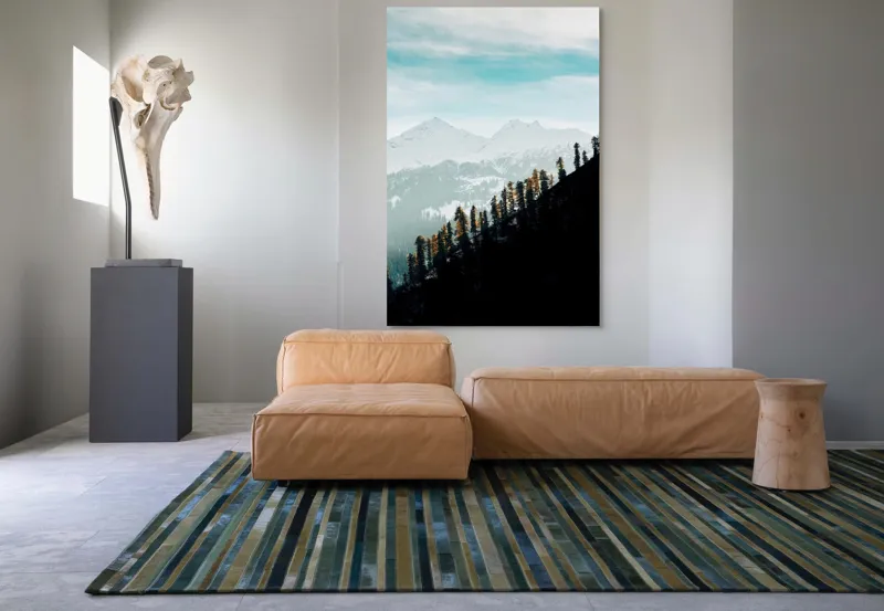 Tablou Canvas, "Copaci solitari pe culmea muntelui blanc", Cer, Munte, Zăpadă, Pădure, Umbre, Copaci, Orizont, Natural, Calm, Frumusețe, 100 x 150 cm – poza 7