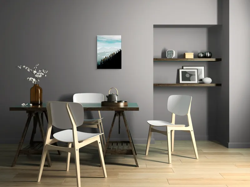 Tablou Canvas, "Copaci solitari pe culmea muntelui blanc", Cer, Munte, Zăpadă, Pădure, Umbre, Copaci, Orizont, Natural, Calm, Frumusețe, 39 x 54 cm – poza 7